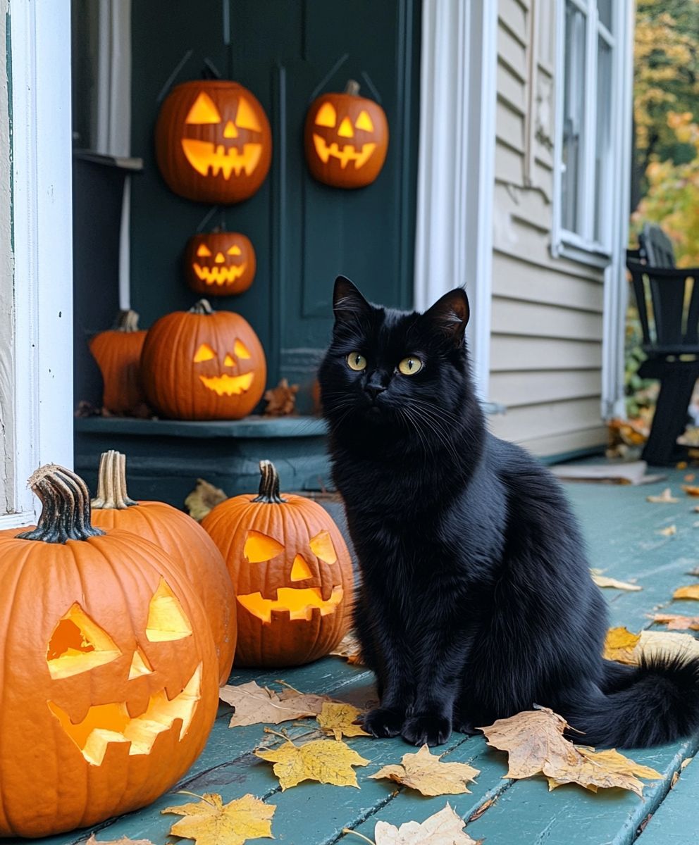 Ilustrasi kuving hitam dan halloween.