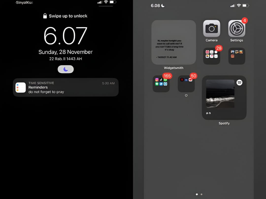 Ilustrasi ponsel dark mode.