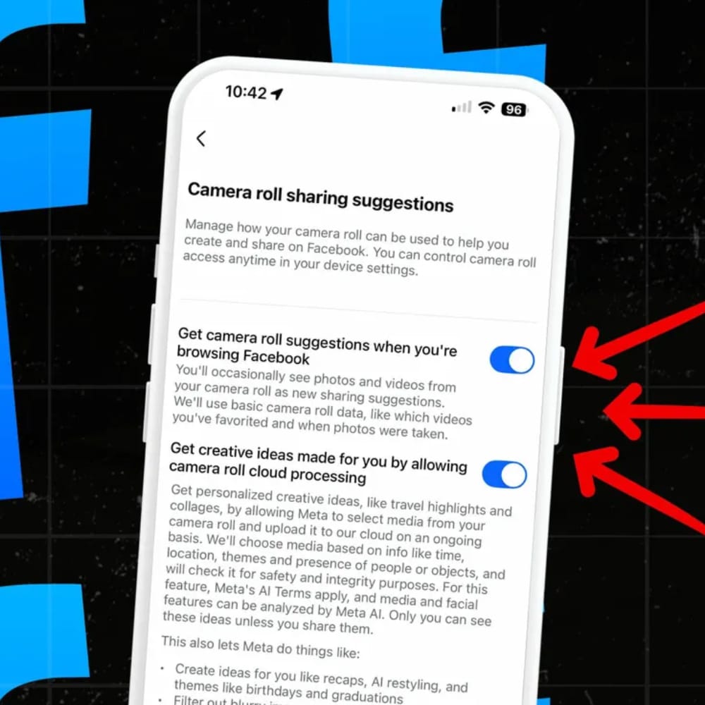 Tampilan fitur baru Camera Roll Sharing Suggestions di Facebook