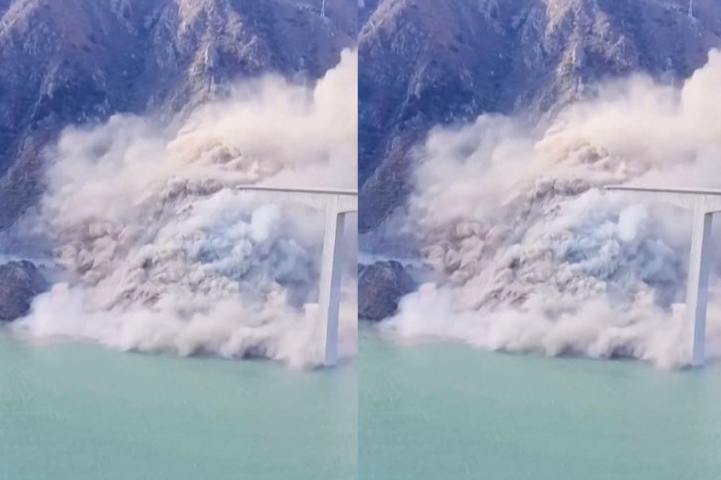 Detik-detik runtuhnya Jembatan Hongqi di Sichuan, China.