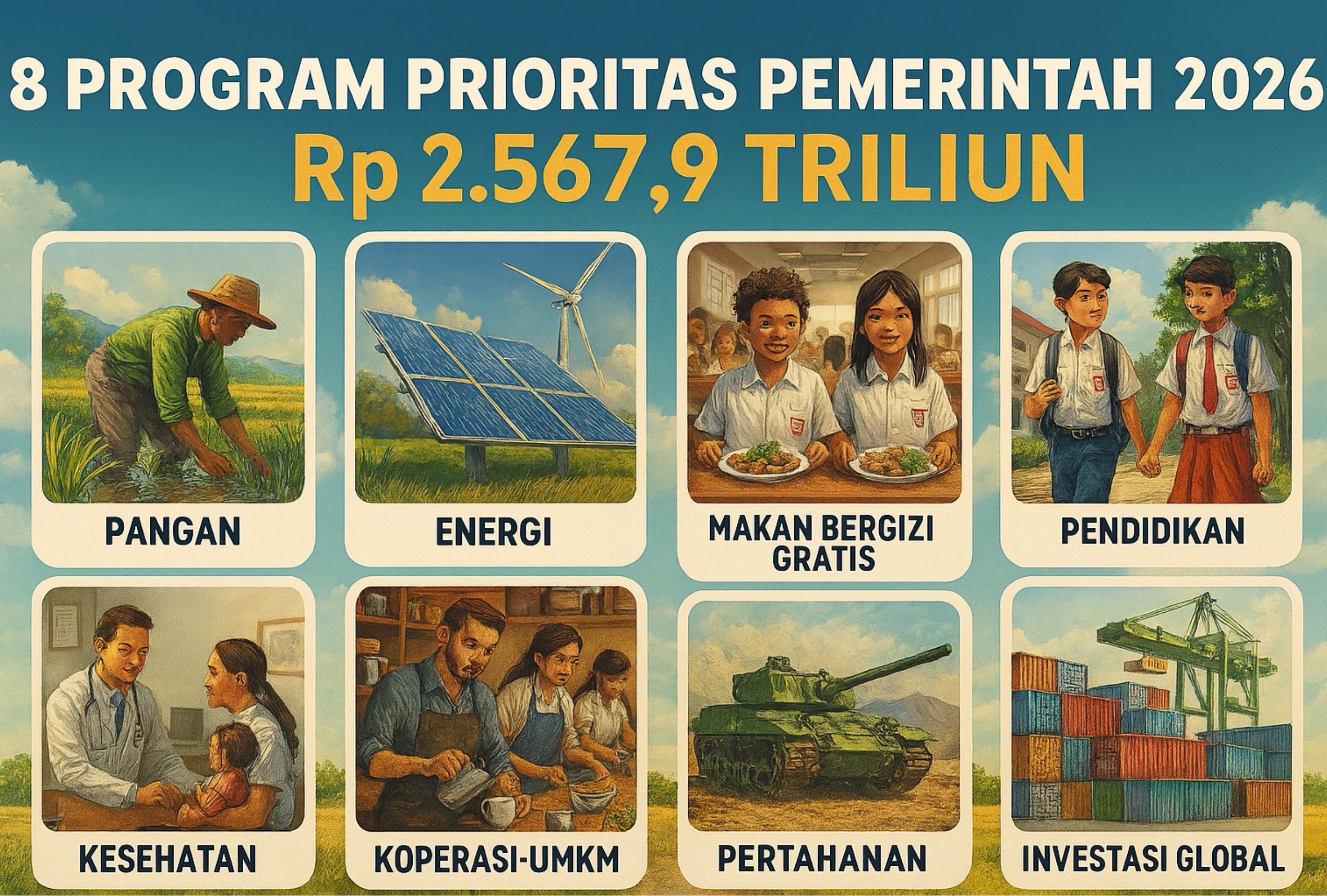 Ilustrasi 8 program prioritas pemerintah di 2026.