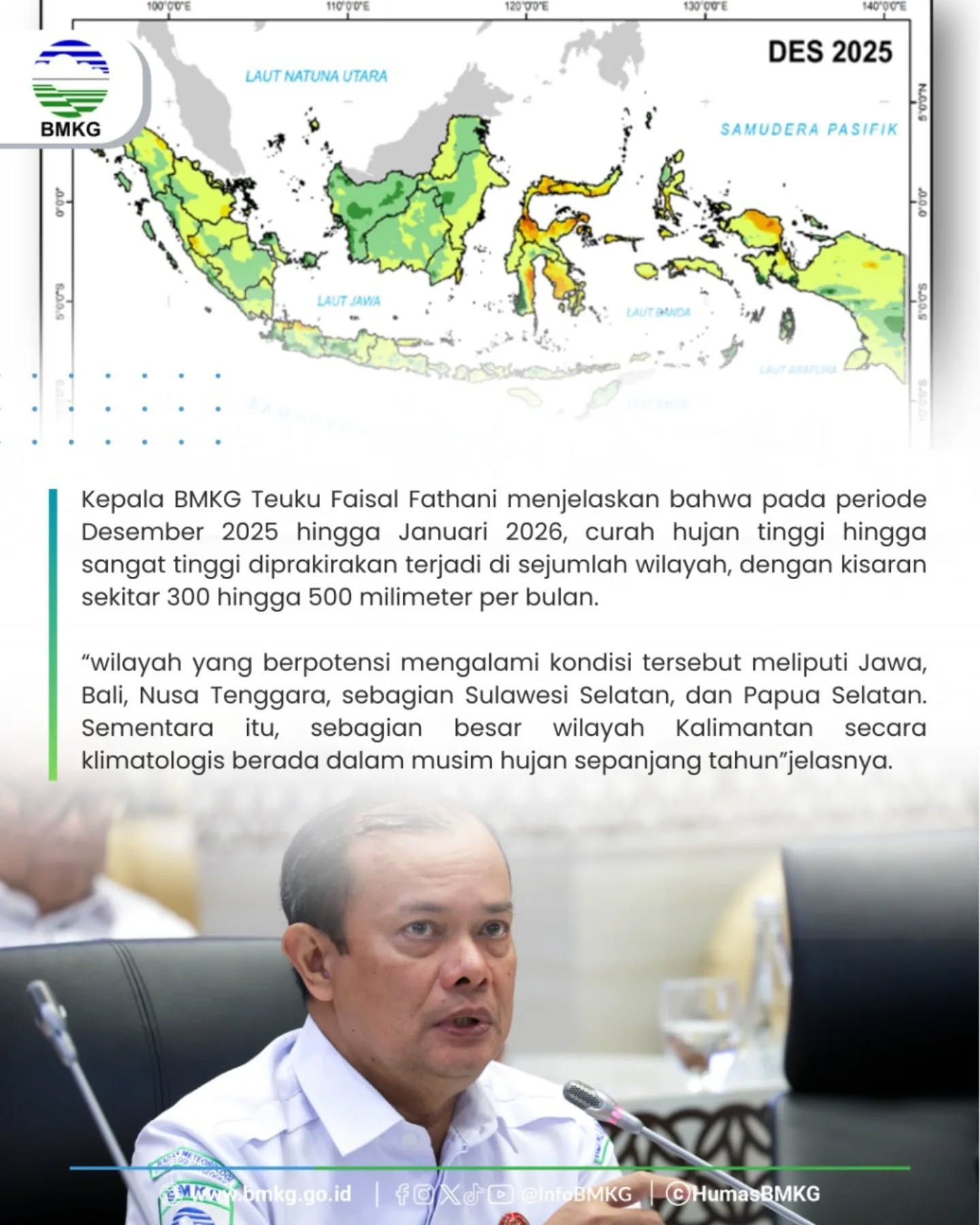 Kepala BMKG Teuku Faisal Fathani