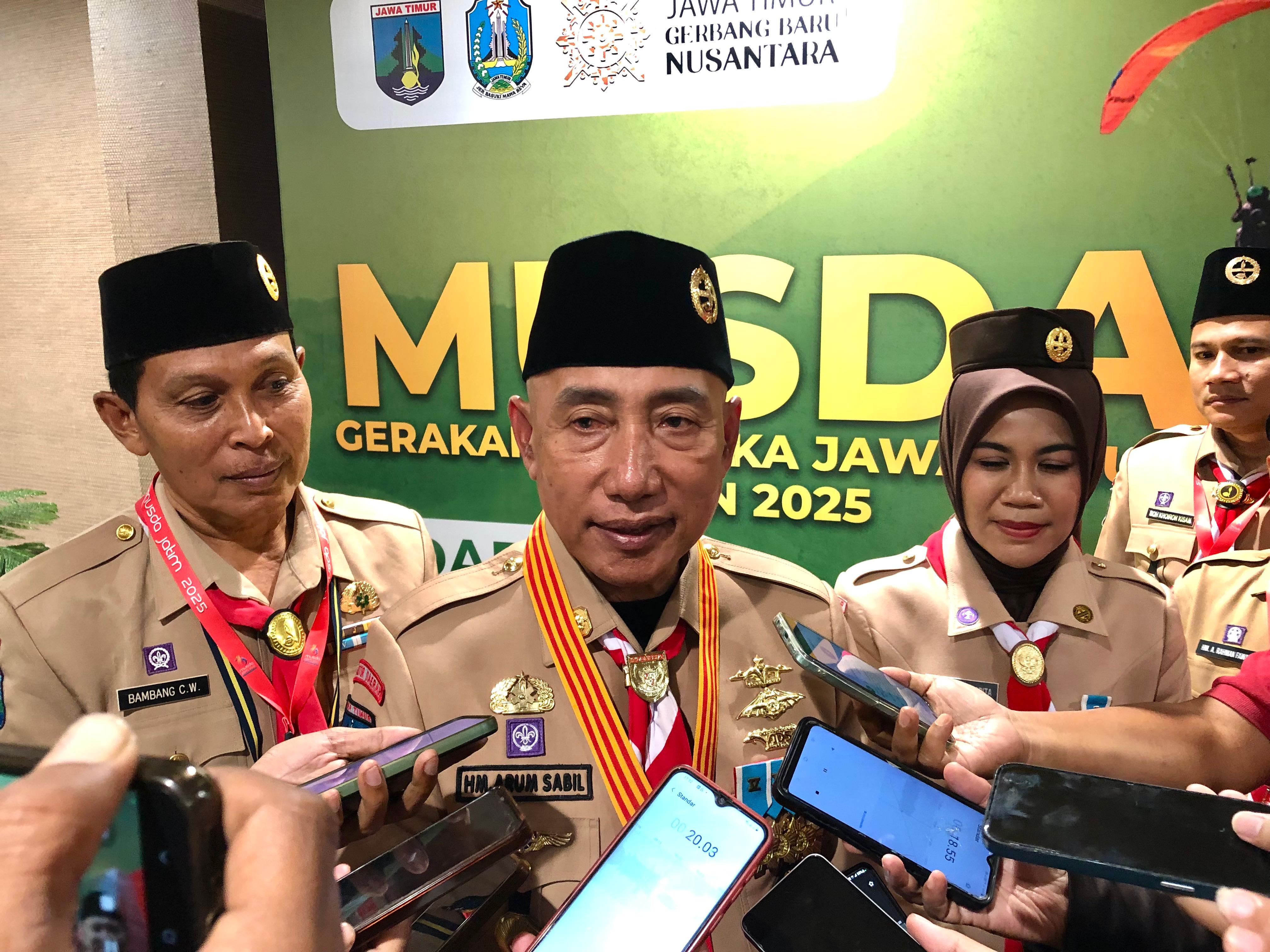 TINGKATKAN: Ketua Kwarda Jatim Arum Sabil mengungkapkan bahwa fokus utama untuk memperkuat skill anggota muda pramuka. (IST/RADAR SURABAYA)