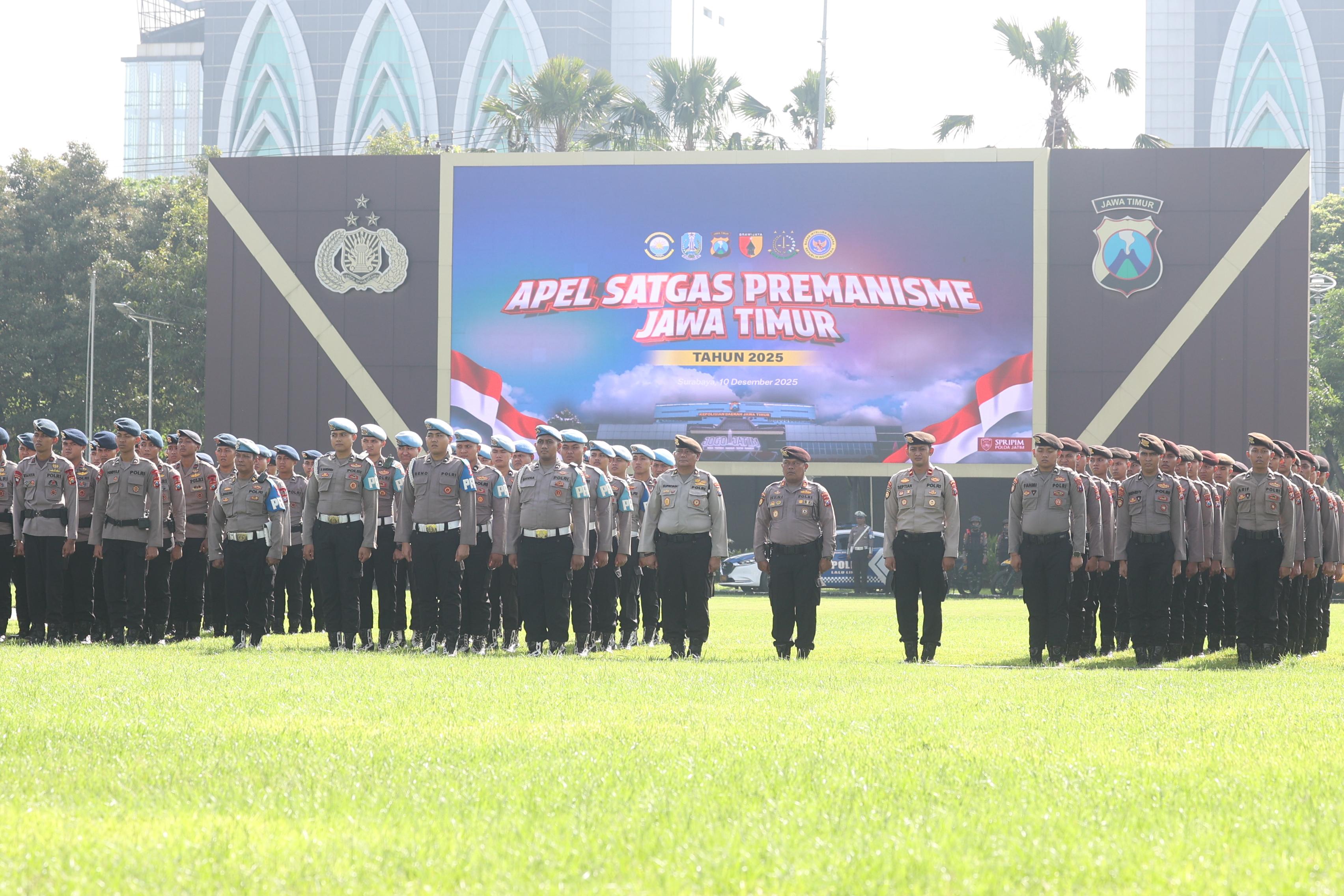 APEL: Polda Jatim membentuk Satgas Premanisme 2025 untuk memaksimalkan pengamanan saat Nataru. (MAHRUS/RADAR SURABAYA)