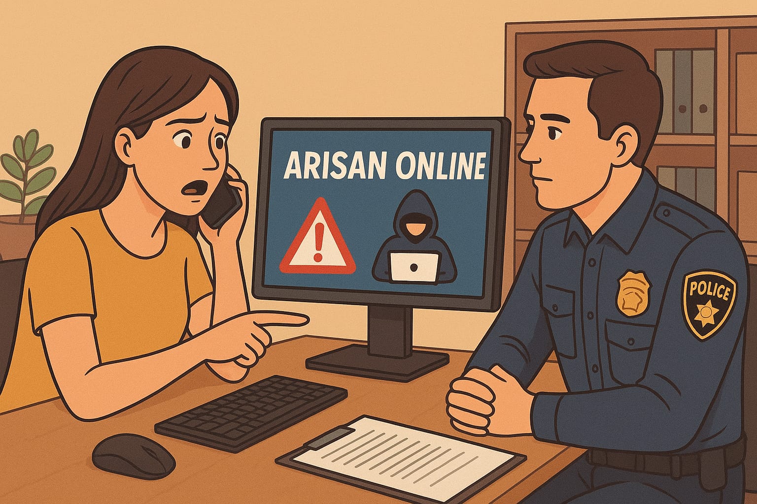 PENYELIDIKAN: Polsek Kenjeran memastikan penyelidikan kasus penipuan arisan online masih berjalan.(ILUSTRASI/AI/RADAR SURABAYA)