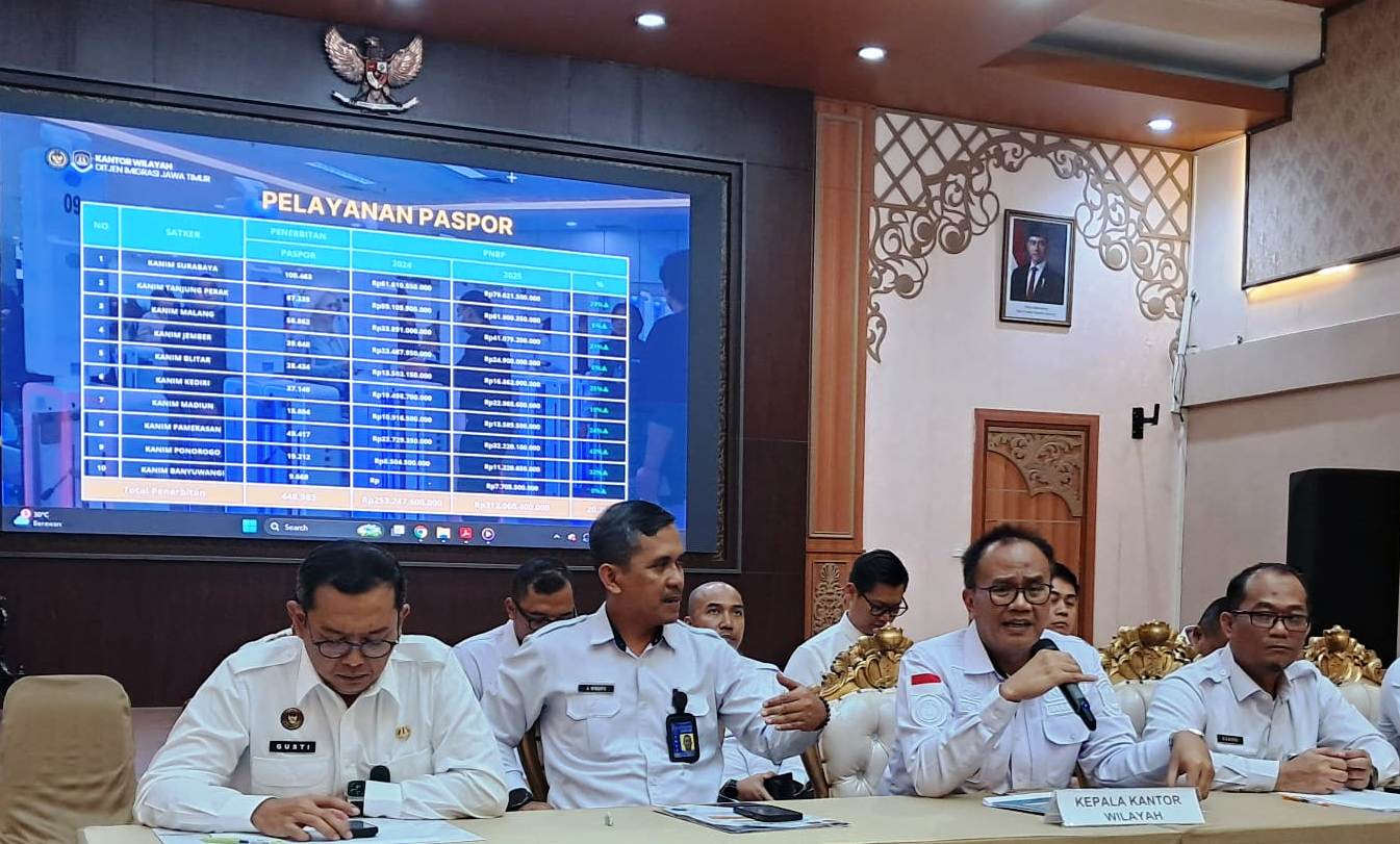 Kepala Kantor Wilayah Ditjen Imigrasi Jawa Timur, Novianto (dua dari kanan).