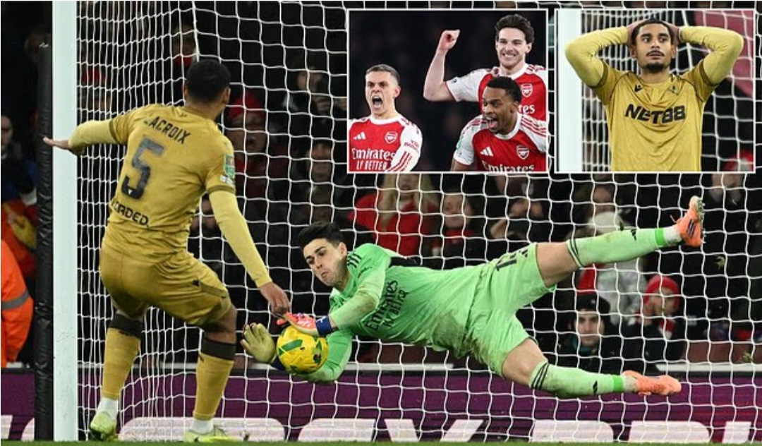 Kiper Kepa Arrizabalaga menjadi pahlawan setelah berhasil menahan tendangan Maxence Lacroix.