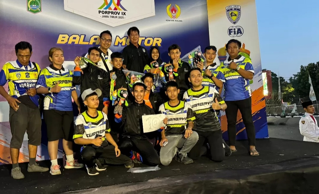 Tim balap motor Kota Surabaya saat Porprov IX 2025 di Malang Raya.