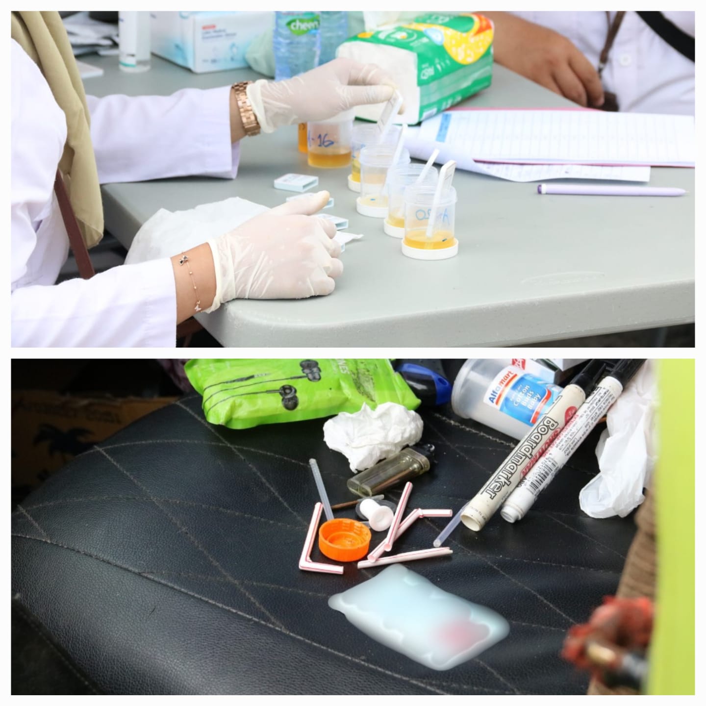 DETEKSI DINI : BNNP Jatim melakukan pemeriksaan dan tes urine. Empat sopir positif narkoba di Pelabuhan Tanjung Perak Surabaya.(IST/RADAR SURABAYA)