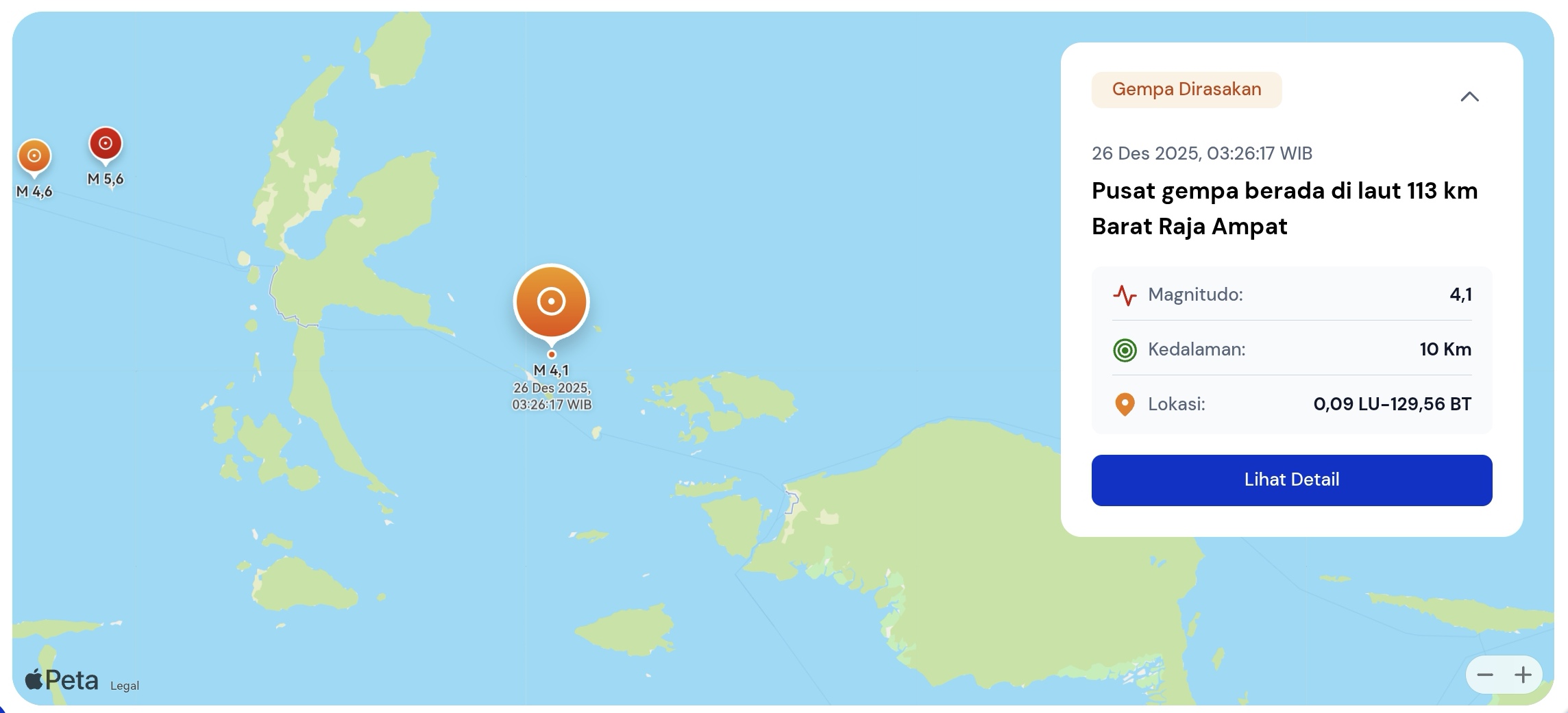 Informasi gempa BMKG.