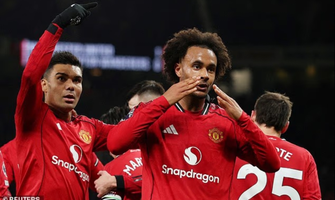 Joshua Zirkzee membawa tuan rumah unggul dalam situasi yang beruntung pada menit ke-27. Namun golnya belum cukup membuat MU menang.