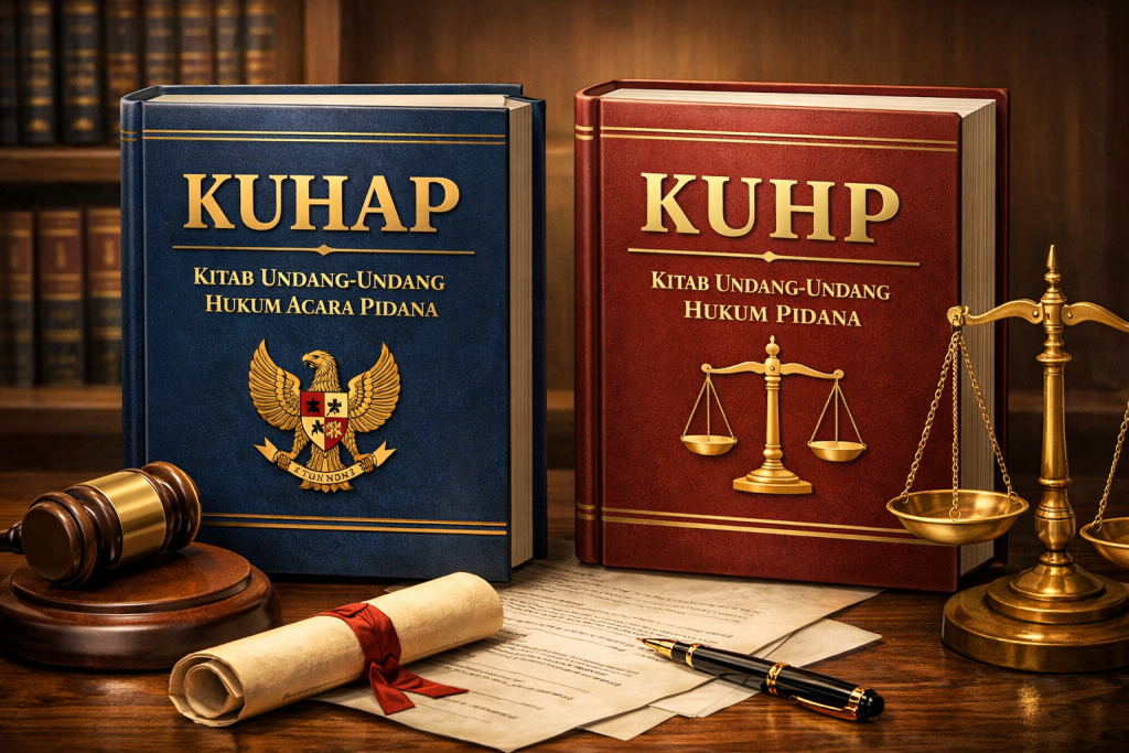 Ilustrasi KUHP dan KUHAP baru yang diberlakukan sejak 1 Januari 2026. (AI)