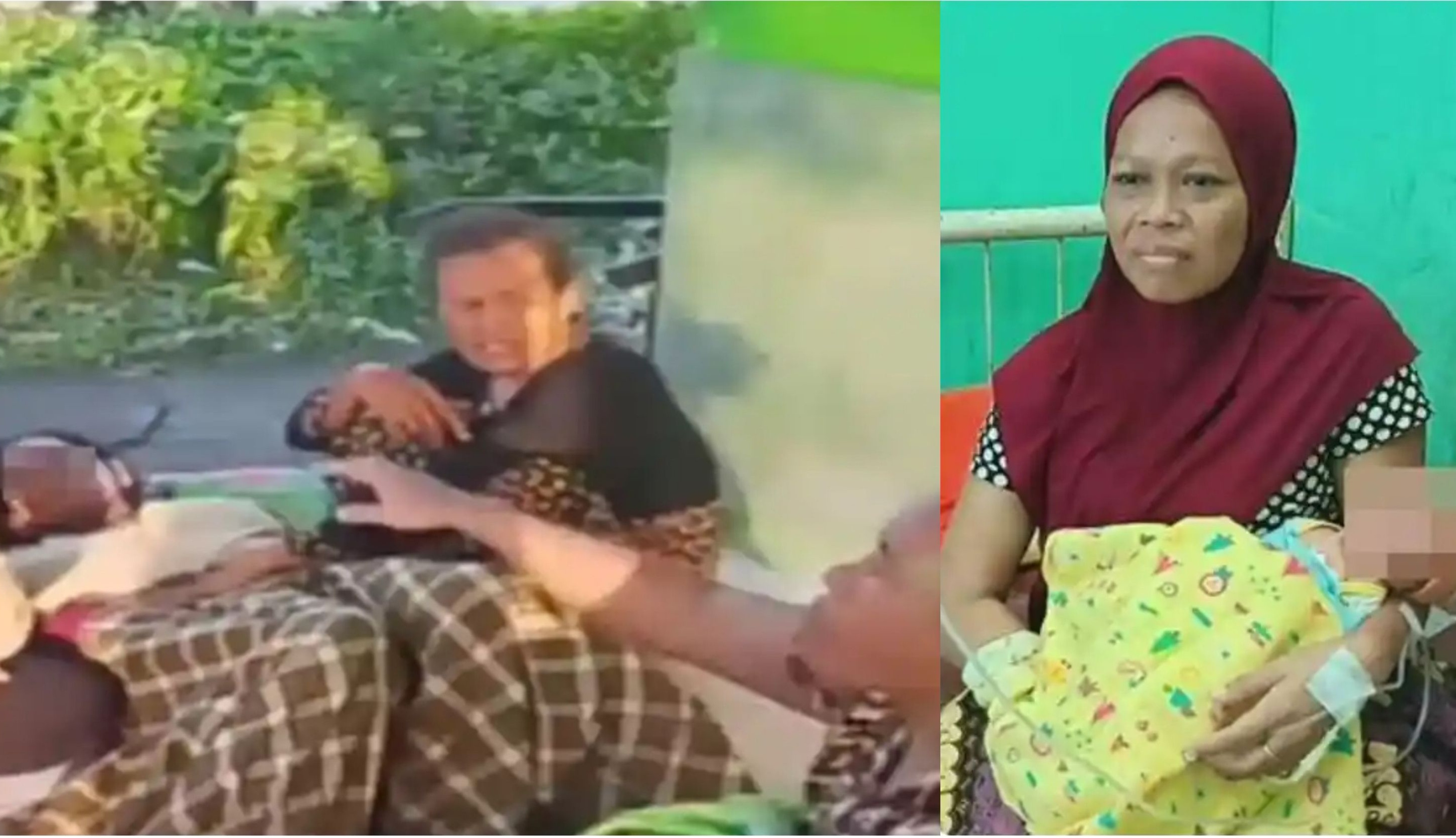 Nuraini saat dibantu warga melahirkan di Musala Al-Ikhlas Jalan KH Balqi Lorong Banten 6, Gang Surya 5, Palembang Senin (12/1).