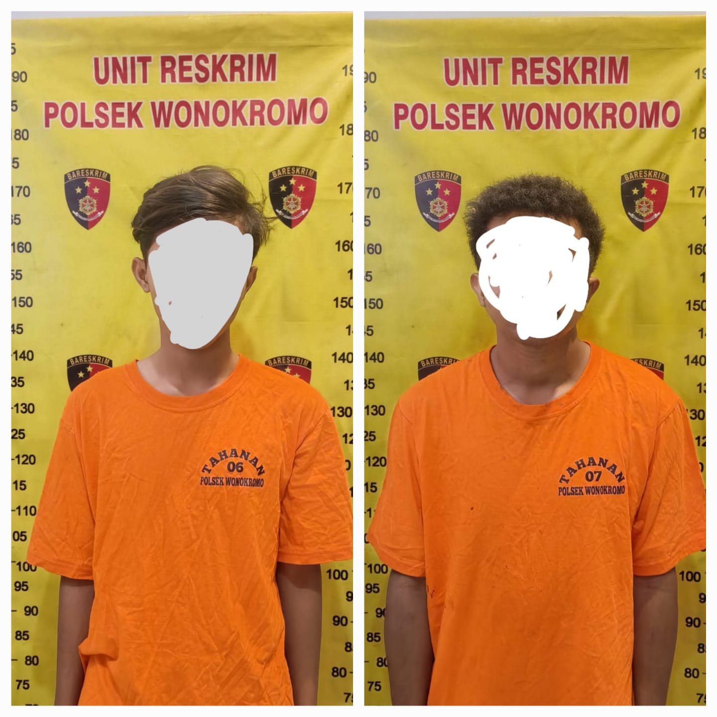DITAHAN : Dua tersangka pencuri ponsel di Lapangan Bogowonto, Surabaya, ditangkap. Tersangka mengaku sudah empat kali beraksi.(IST/RADAR SURABAYA)