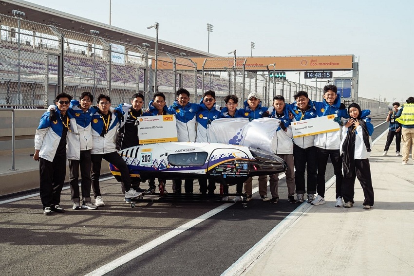 PRESTASI: Kendaraan Antasena Prototype Hydrogen Fuel Cell dari Tim Nogogeni ITS usai memenangi kategori Technical Innovation Award di Shell Eco-marathon Asia Pacific and the Middle East 2026 Qatar.