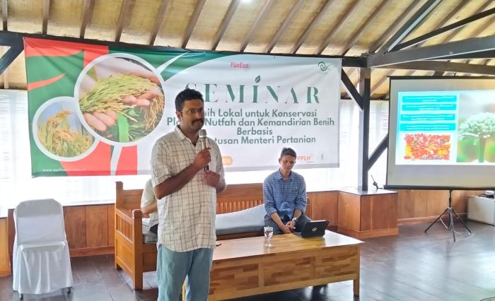 BERBAGI: Neelam Dutta, praktisi benih lokal dari Assam, India, membagikan pengalamannya dalam mengembangkan usaha benih lokal yang berkelanjutan dan ramah lingkungan.