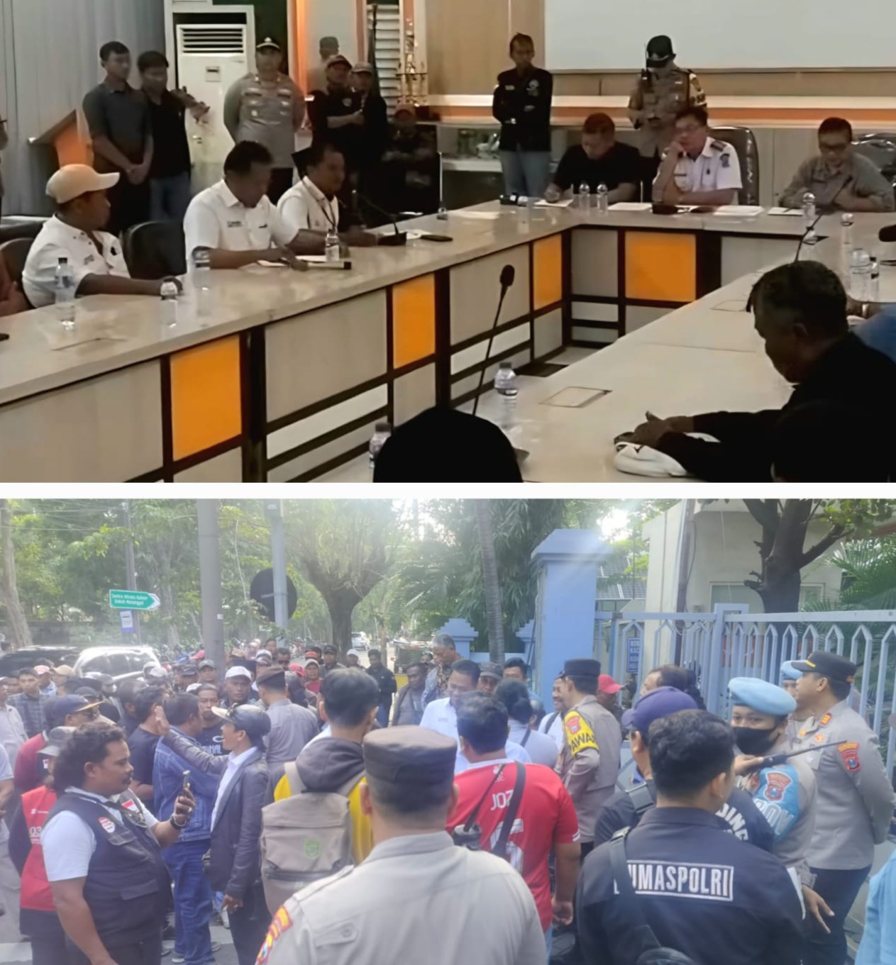 BERSUARA: Anggota Paguyuban Jukir Surabaya saat berdialog dengan Dishub Surabaya terkait penindakan tipiring.(IST/RADAR SURABAYA)