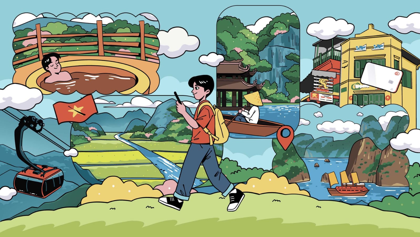 Ilustrasi: Pemandu wisata buat konten estetis.
