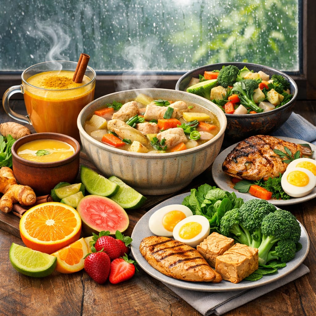 Ilustrasi: Makanan dan Minuman yang dikonsumsi saat musim hujan.