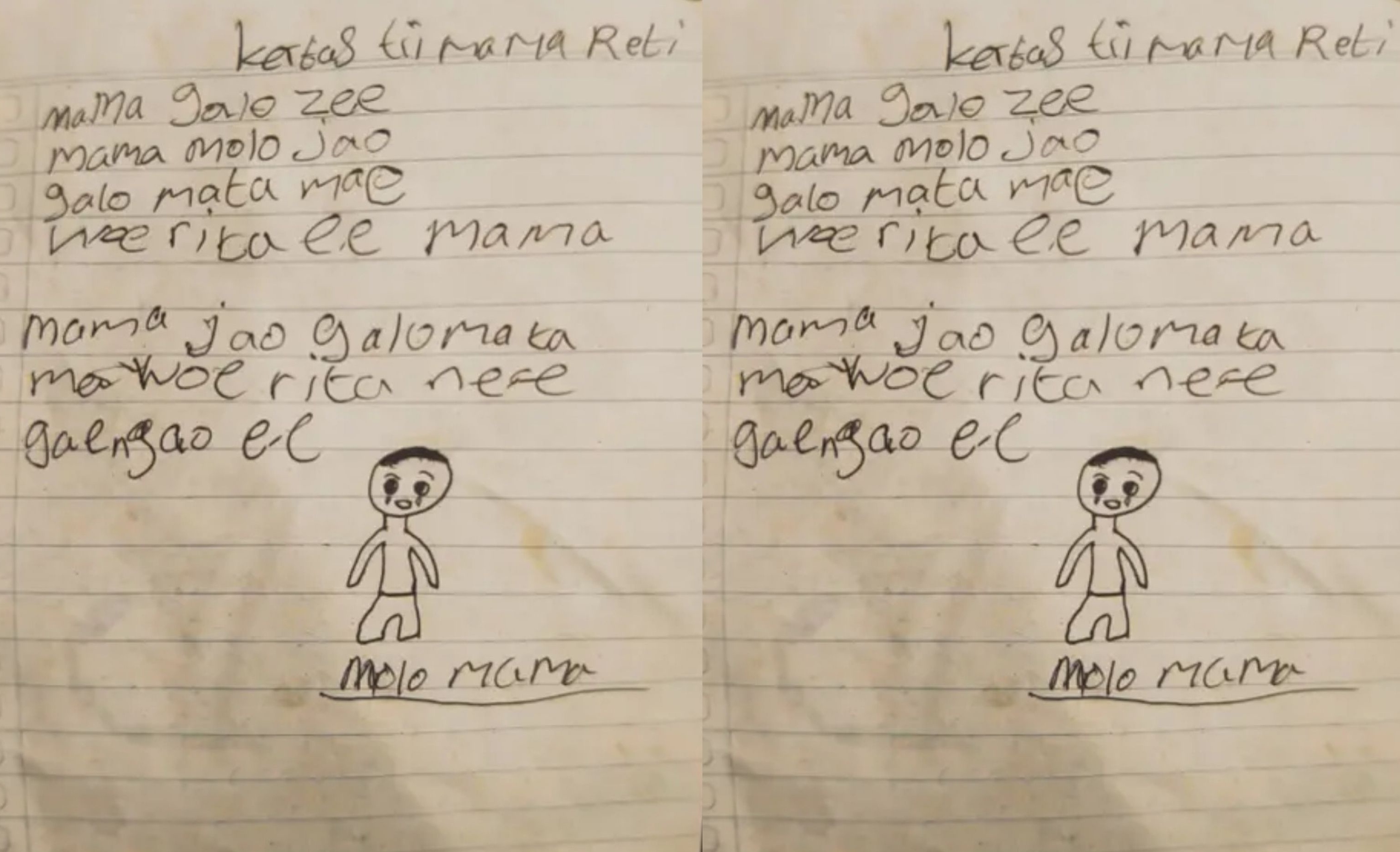 Surat yang ditinggalkan siswa SD di Ngada, NTT sebelum mengakhiri hidup.