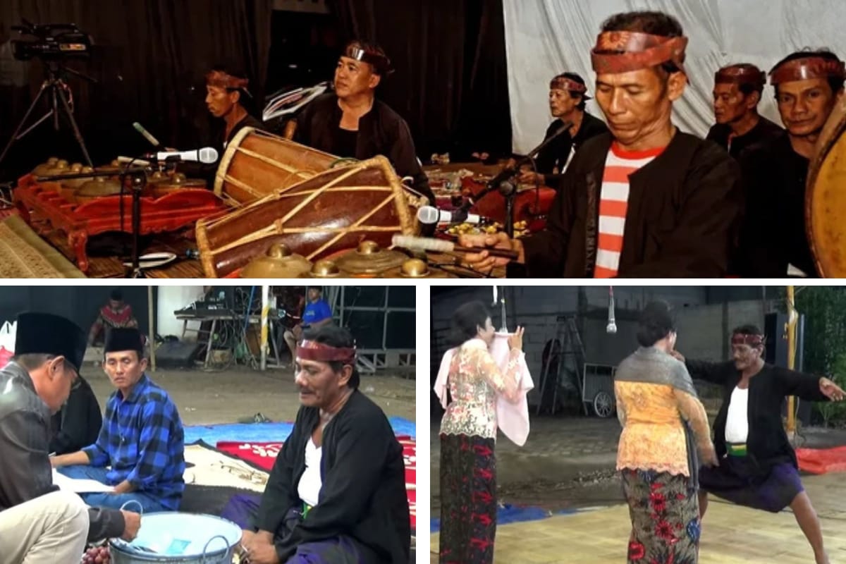 Tradisi : Pagelaran Sandur Madura berlangsung dengan iringan musik dan tari khas.