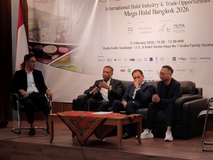 SERIUS: Seminar sekaligus sosialisasi Mega Halal Bangkok 2026 di Graha Kadin Surabaya, Kamis (12/2).