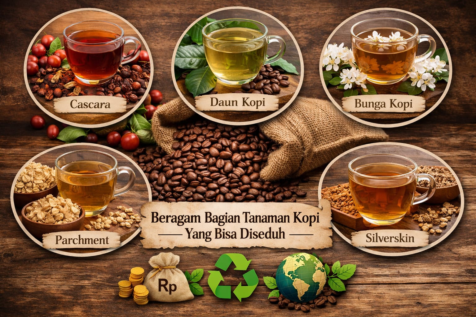 Ilustrasi: Bagian tanaman kopi yang bisa dimanfaatkan jadi minuman.