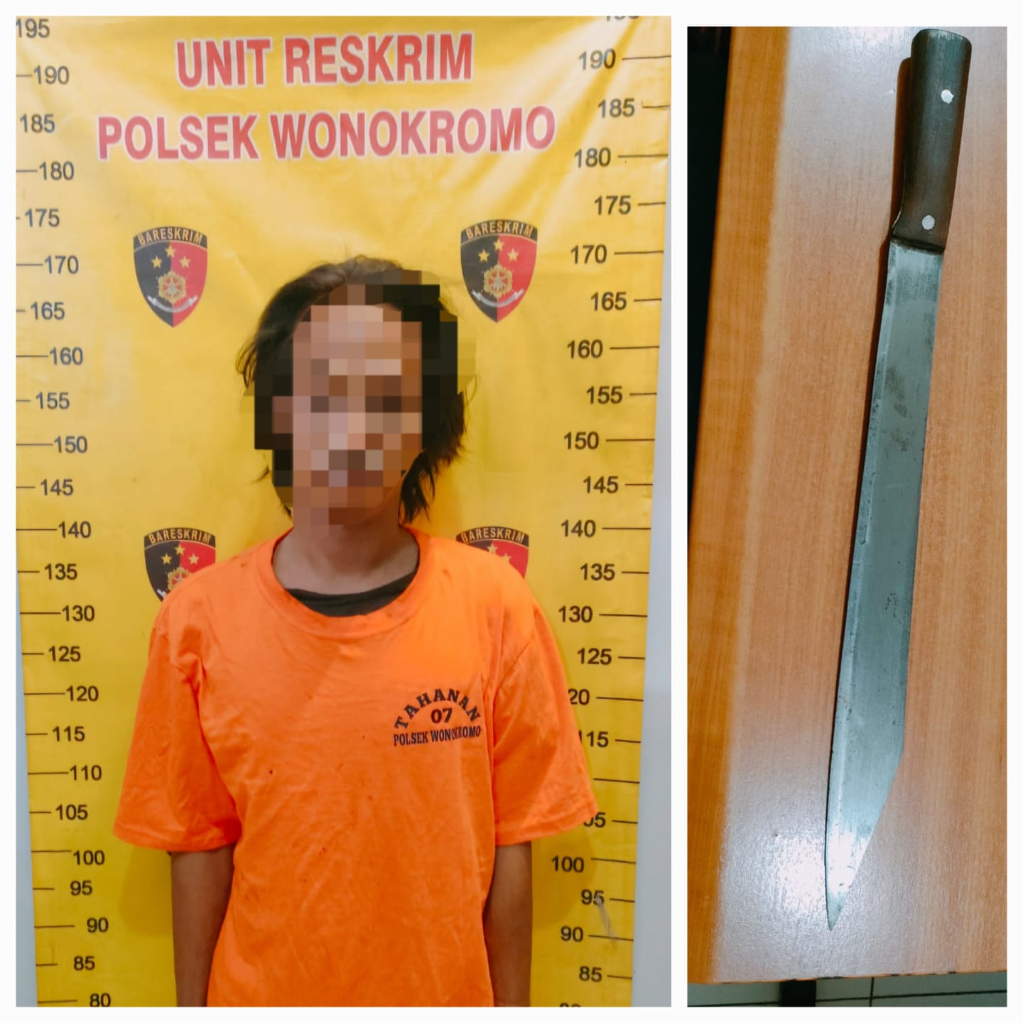 LEMAS : Tersangka Achmad Taufik usai membacok dua tetangganya di Jalan Pakis Gelora, Surabaya.(IST/RADAR SURABAYA)