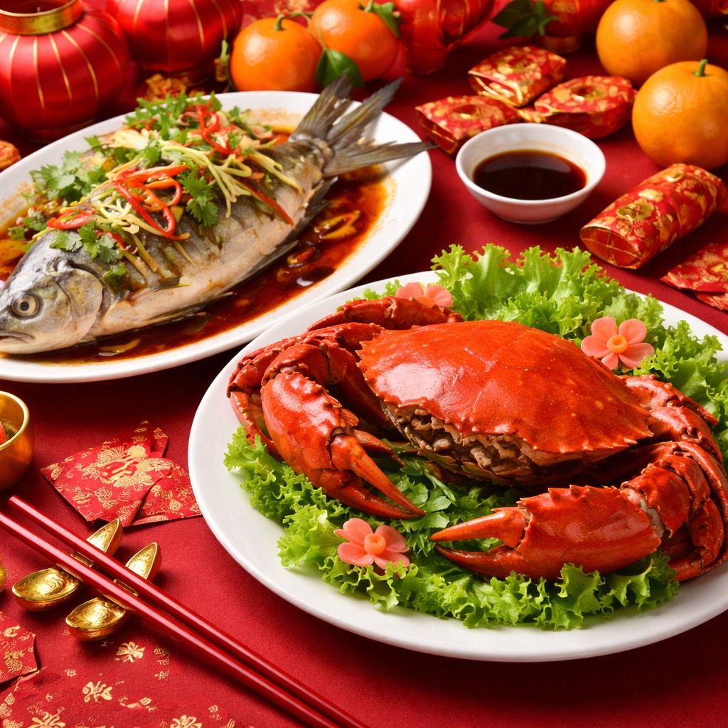 Ilustrasi: Hidangan kepiting dan Bandeng.