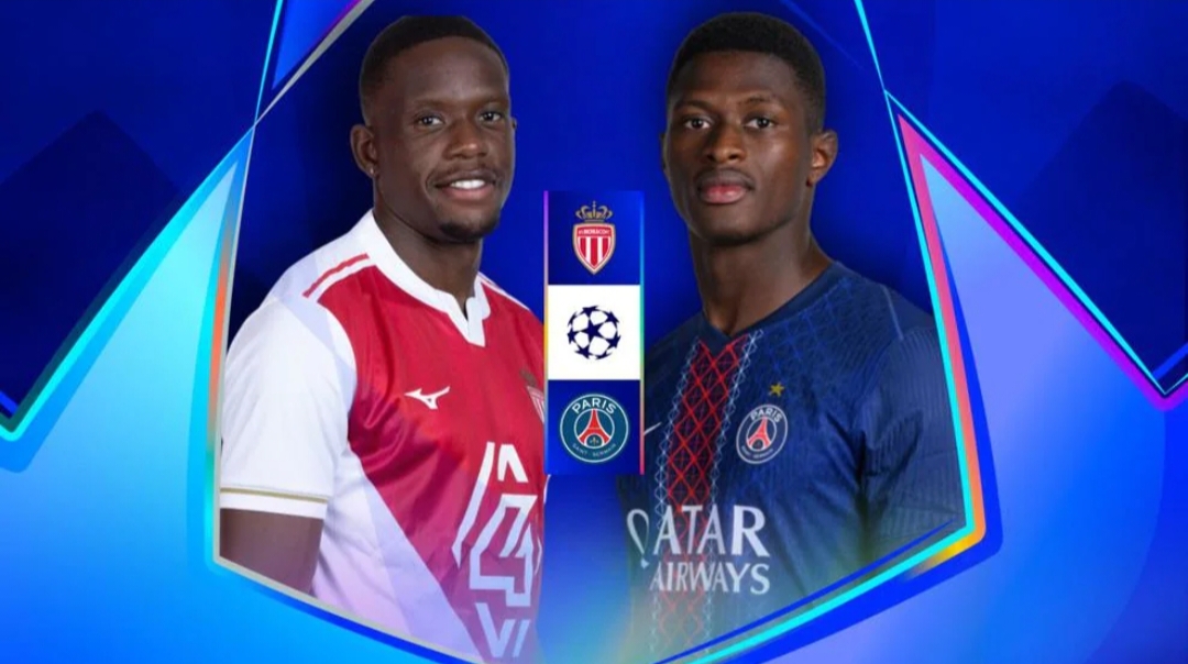 Forward AS Monaco Denis Zakaria (kiri) dan bek PSG Nuno Mendes.