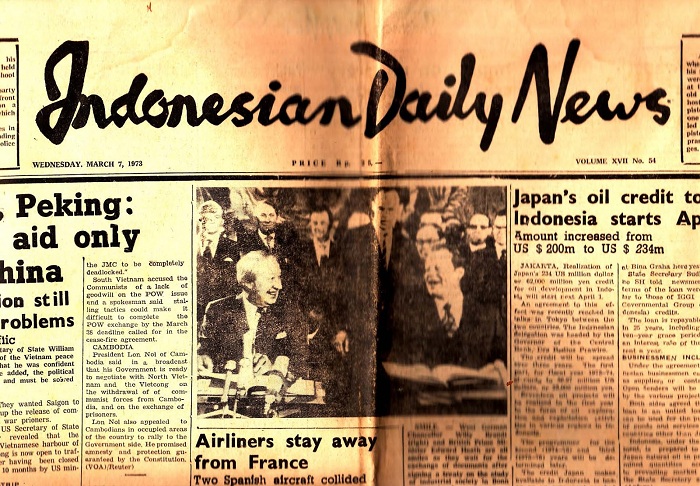MEDIA CETAK: Tampilan halaman depan Koran Indonesian Daily News.