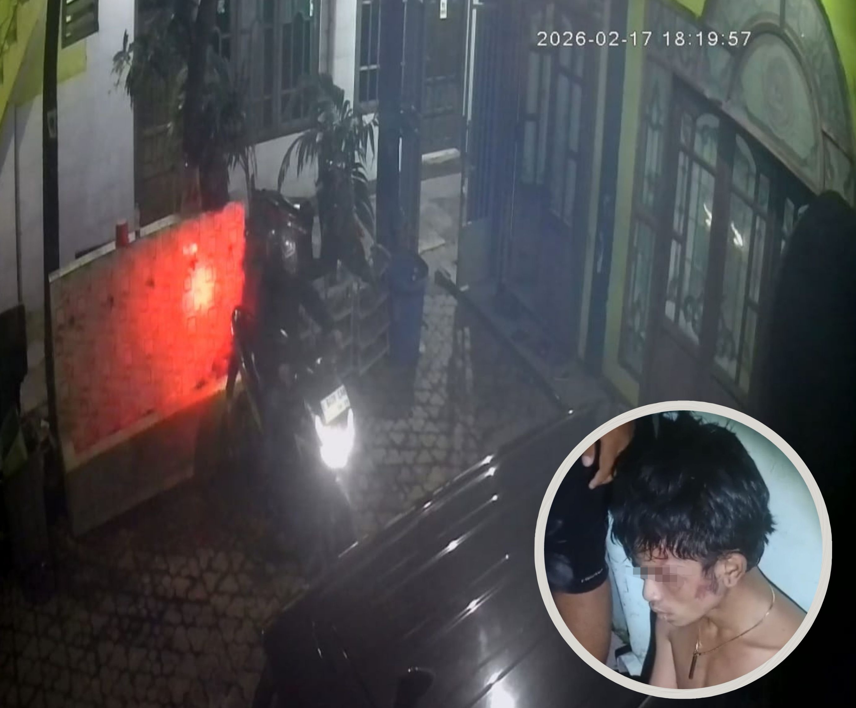 Rekaman CCTV saat pencuri motor menggondol kendaraan milik ustad di ponpes kawasan Kedung Tarukan Surabaya.