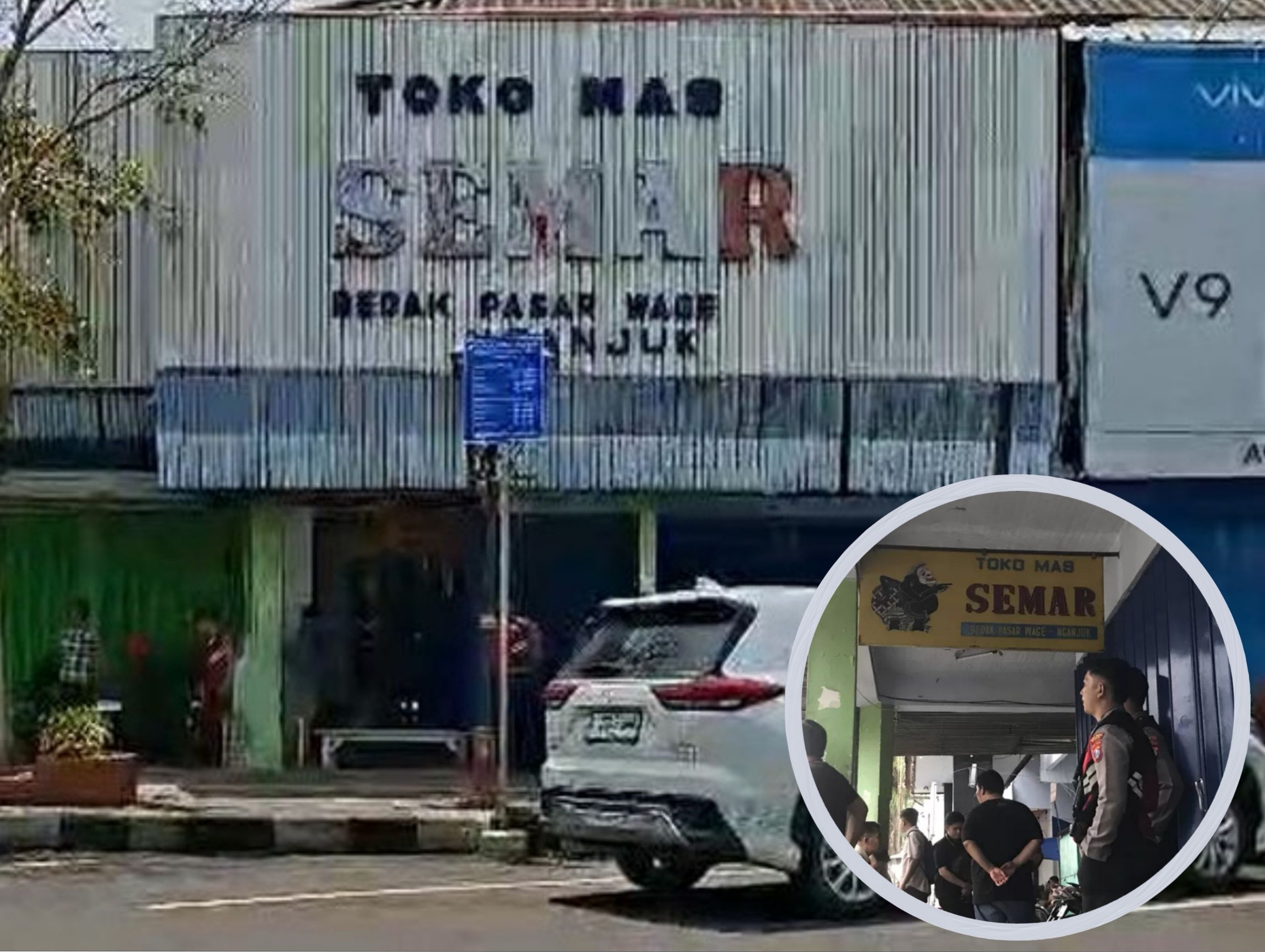 Toko Emas Semar di Jalan Ahmad Yani, Nganjuk, juga menjadi sasaran penggeledahan Bareskrim Polri, Kamis (19/2).
