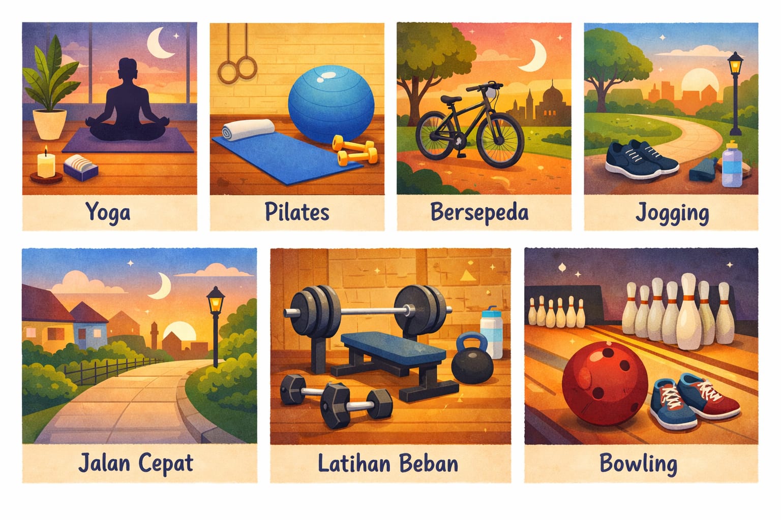 Ilustrasi: Beberapa olahraga yang dapat dilakukan saat bulan Ramadhan.