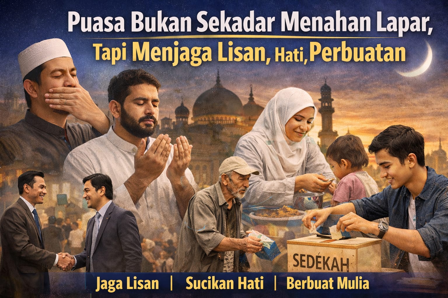 Ilustrasi Makna Puasa : Umat Muslim menjalankan ibadah Ramadhan.