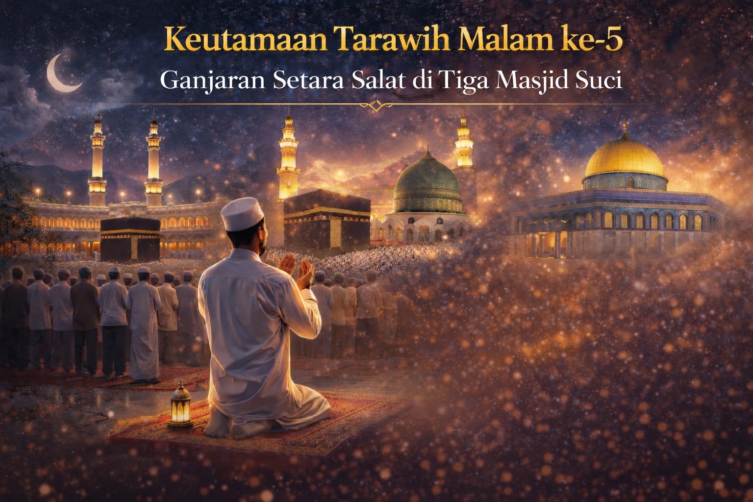 Fadhilah: Tarawih malam kelima diibaratkan berpahala seperti salat di tiga masjid suci.
