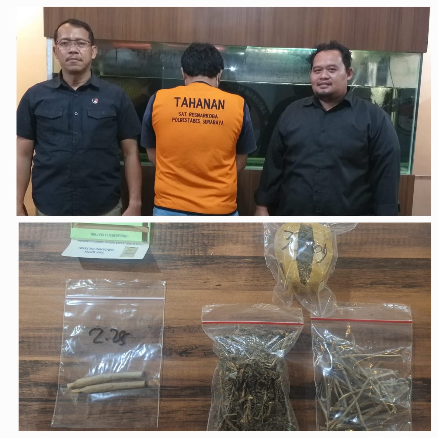 DIAMANKAN: Tersangka advokat yang diamankan Satresnarkoba Polrestabes Surabaya usai tertangkap edarkan ganja.(IST/RADAR SURABAYA)