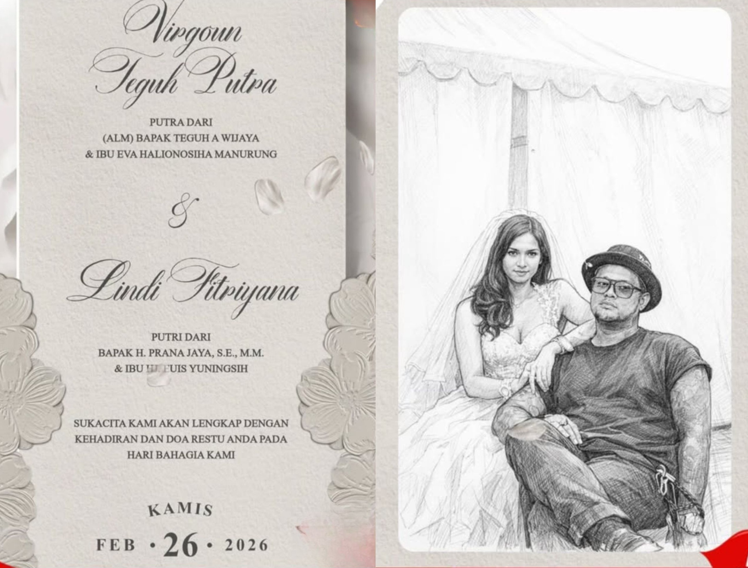 Undangan pernikahan Virgoun dan Lindi Fitriyana yang tersebar di media sosial.