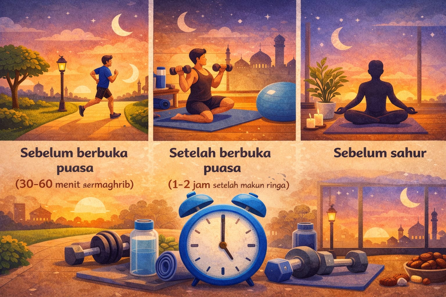 Ilustrasi: Waktu-waktu aman dan efektif berolahraga di bulan ramadhan.