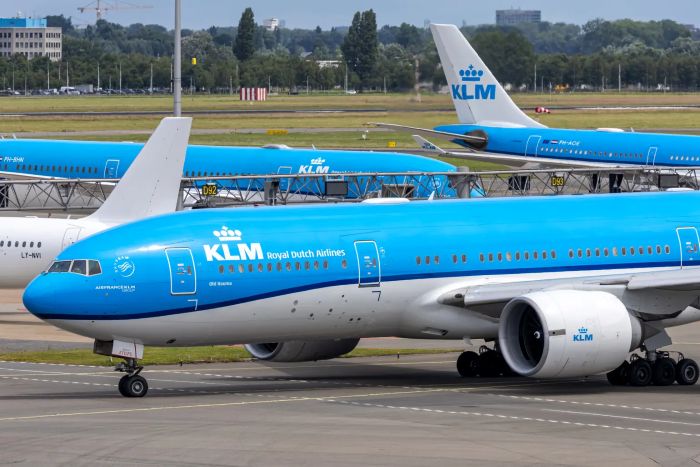 ILUSTRASI: Deretan pesawat milik maskapai Belanda KLM.  