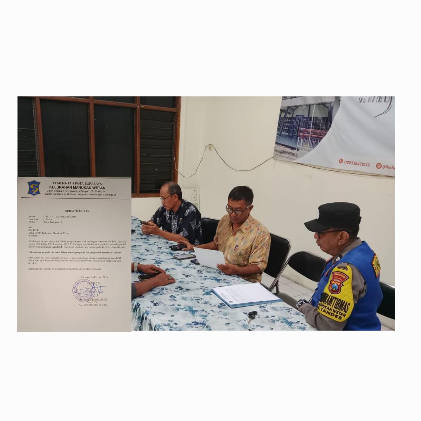 PENGECEKAN: Forkopimka setempat menindaklanjuti terkait video dugaan permintaan THR oleh LPMK Manukan Wetan Surabaya. DPRD Surabaya minta ada evaluasi.(IST/RADAR SURABAYA)