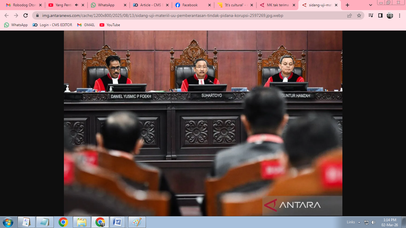 Sidang di Mahkamah Konstitusi (MK), Jakarta. (ANTARA)