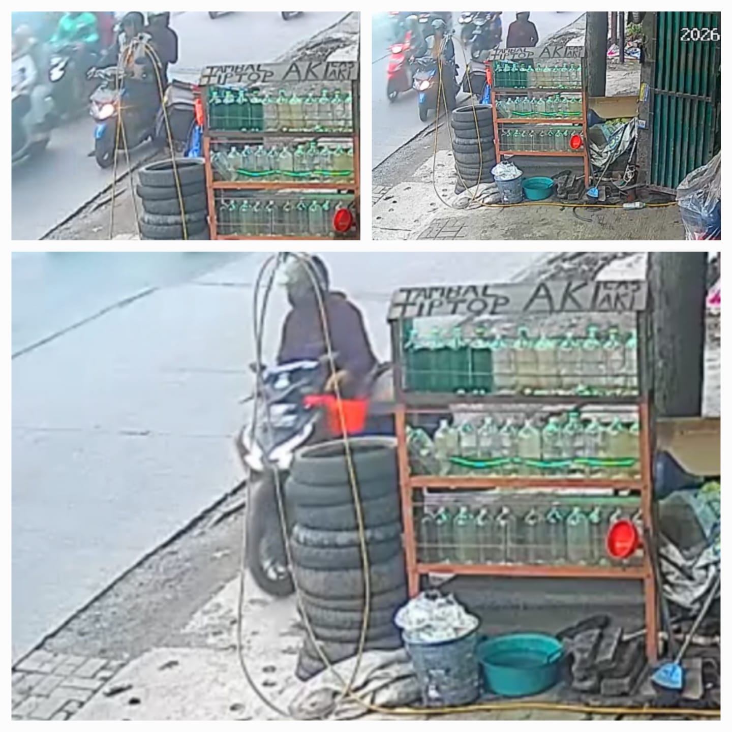 AMBLAS : Pelaku terekam CCTV mencuri motor beserta paket milik seorang kurir di kawasan Mulyo Mukti, Pakal, Surabaya.(IST/RADAR SURABAYA)