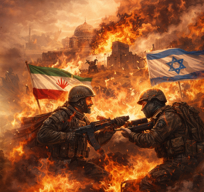Ilustrasi perang antara Iran versus Israel.