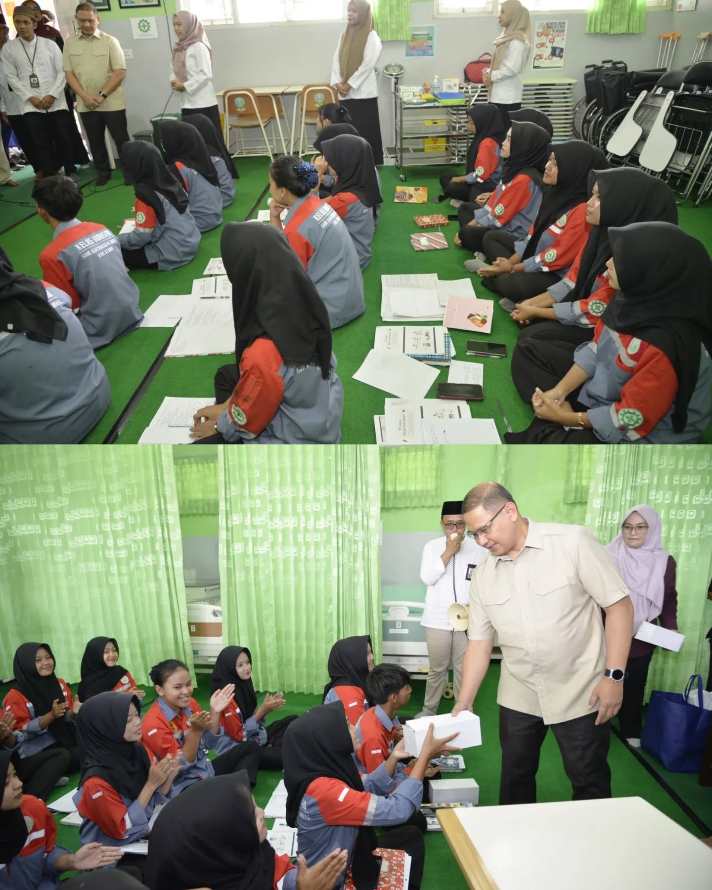 Kepala Dinas Pendidikan Jawa Timur Aries Agung Paewai bersama para siswa SMK Kartanegara Wates, Kediri. (IST)