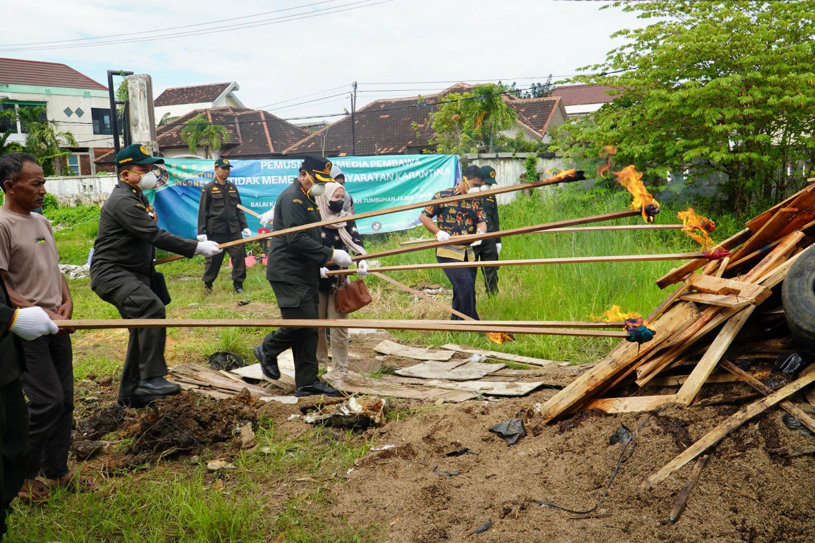 Pemusnahan barang bukti tanaman hias ilegal di Banjar Sugihan, Surabaya. (IST)