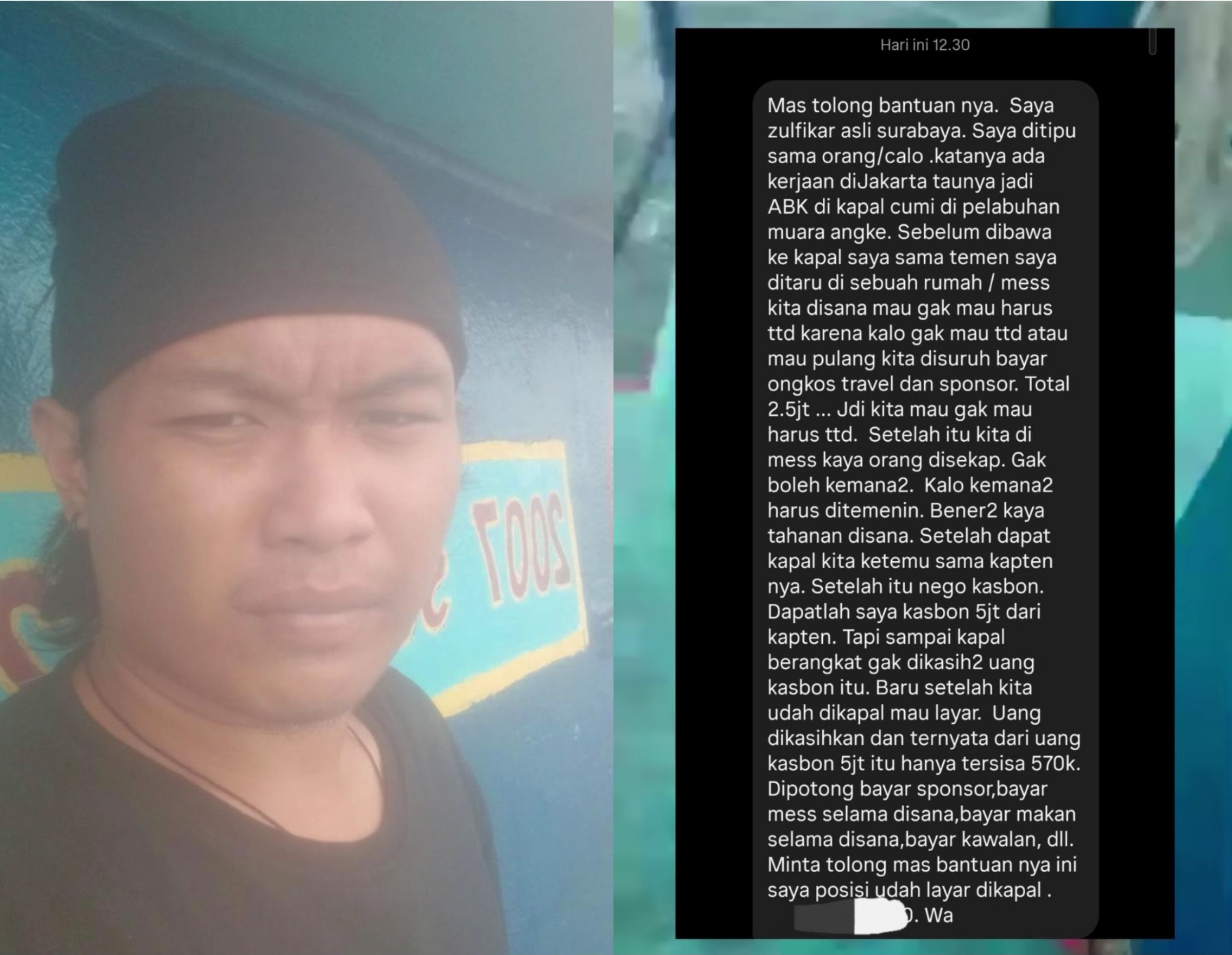 Pemuda asal Surabaya diduga menjadi korban perdagangan orang setelah direkrut sebagai ABK melalui calo.