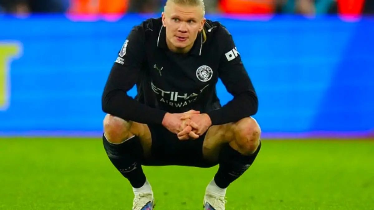 Erling Haaland kecewa gagal bawa Manchester City raih poin penuh/Daily Mail