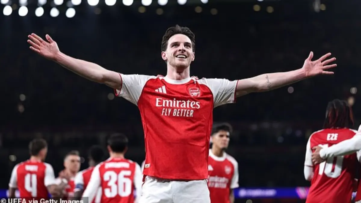 Gol Declan Rice bawa Arsenal ke perempat final liga Champions/dailymail.