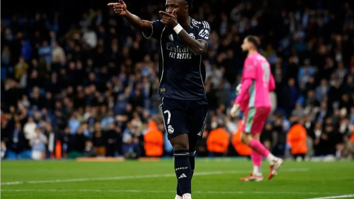 Vinicius Junior jadi bintang kemenangan Real Madrid dengan dua golnya./Dailymail.